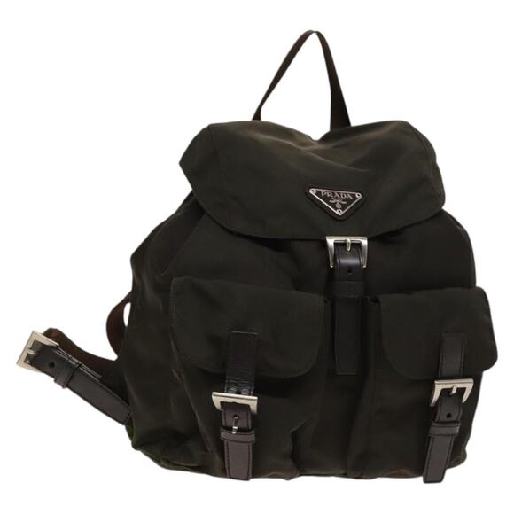 PRADA Backpack Nylon Khaki Silver - Picture 1 of 10